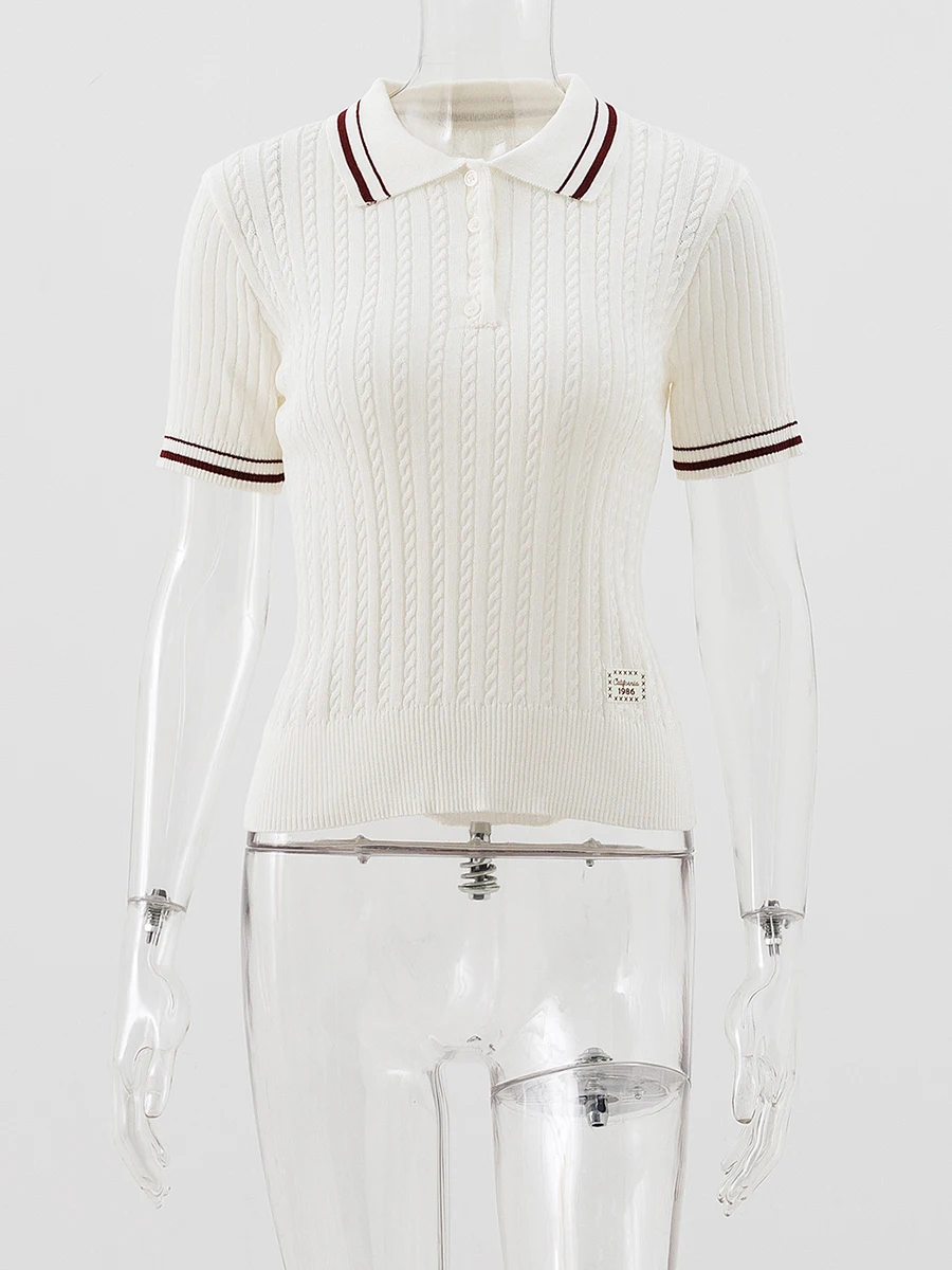 الصلبة الملتوية متماسكة تي شيرتات قصيرة الاكمام المرأة أزرار ترتيب الأسرة طوق سليم تي شيرت الصيف بسيط عادية موضة تي شيرت بلايز #2