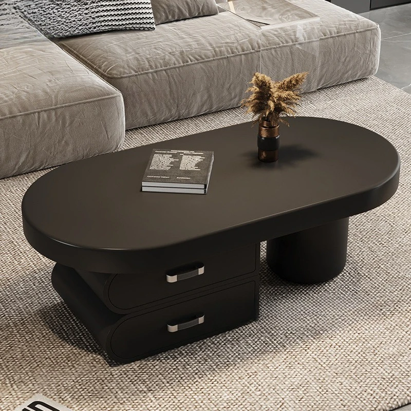 

Simple Italian light luxury cream coffee table new small apartment living room home modern high-end tea oval Internet celebrity