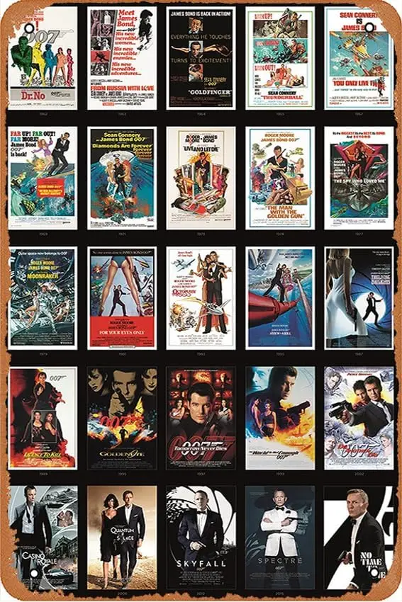 Bond 25 007 Films Poster Vintage Metal Tin Sign,Wall Decor For Bars,Coffee Bar Decor,Home Wall Decor 12X8 Inch