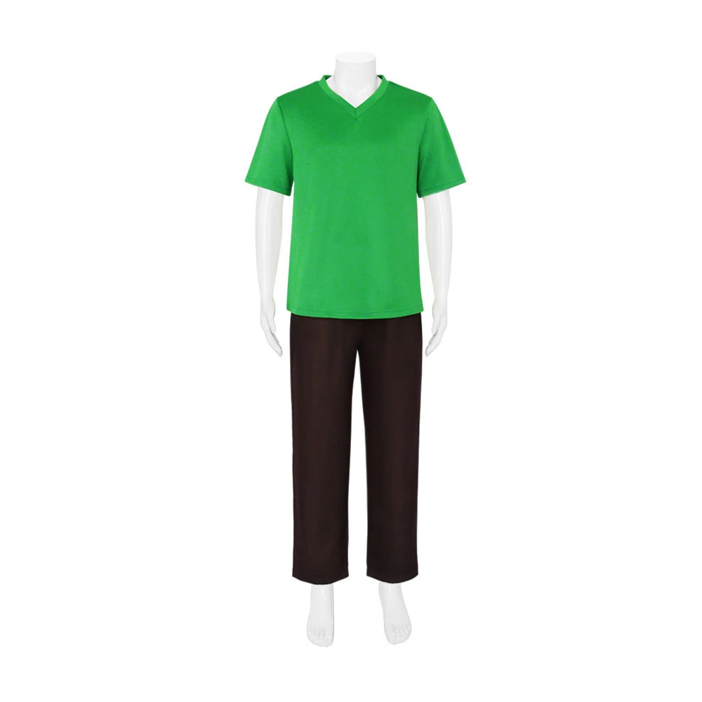 Costume de cosplay de film Shaggy pour hommes adultes, col en V, manches courtes, haut Bkacl, pantalon long, tenue masculine, olympiques d'Halloween, 03