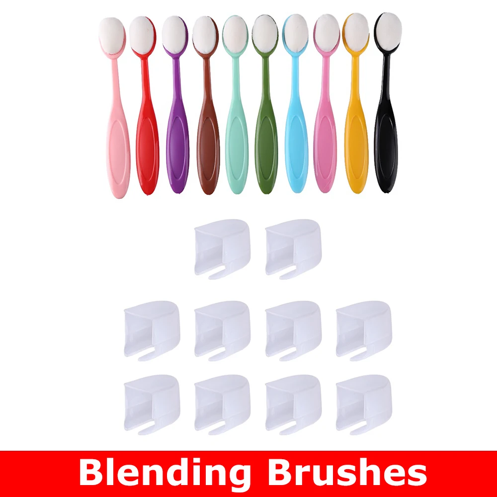 10pcs/set Smooth Blending Brushes/Cap Kit Drawing Painting Brushes Flat Kit Soft Bristles for DIY Craft Inking Application Tool