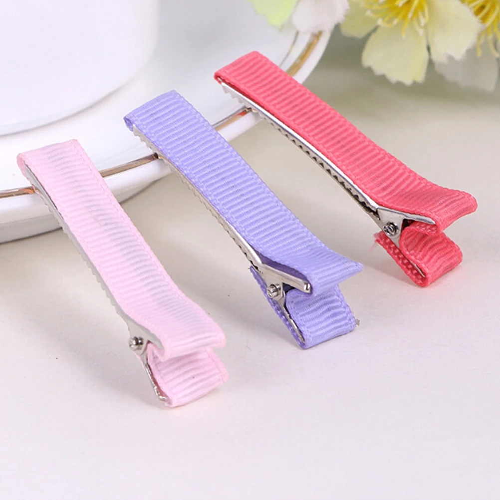 

40pcs Hair Clips Barrettes No Grip Metal Boutique Grosgrain Ribbon Lined Compatible Attachments For Bows Flowers