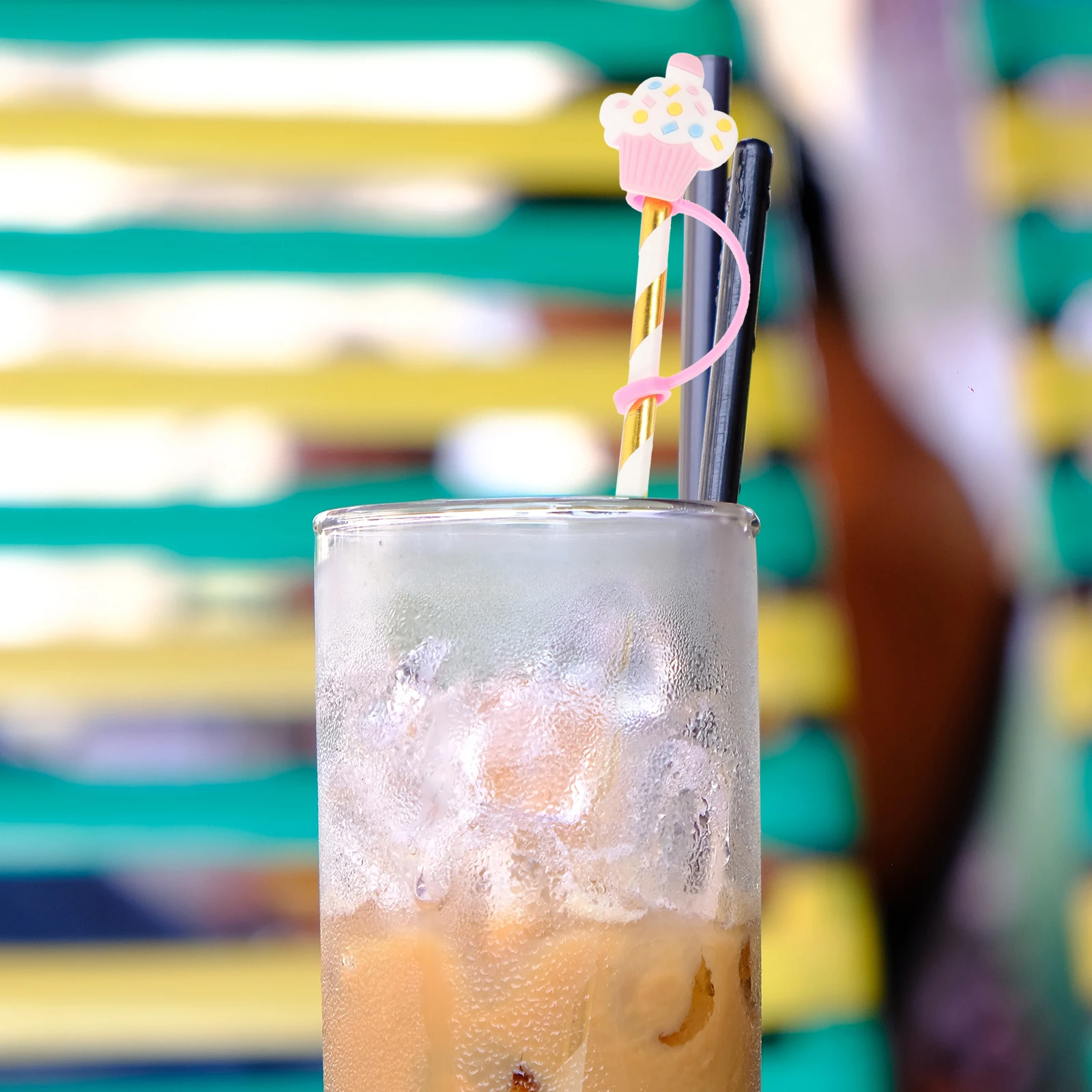 

10pcs Decoration PVC Cute Reusable Tips Covers Pink Cover White Green Blue Yellow Straw Cloud Straw Cover Protector