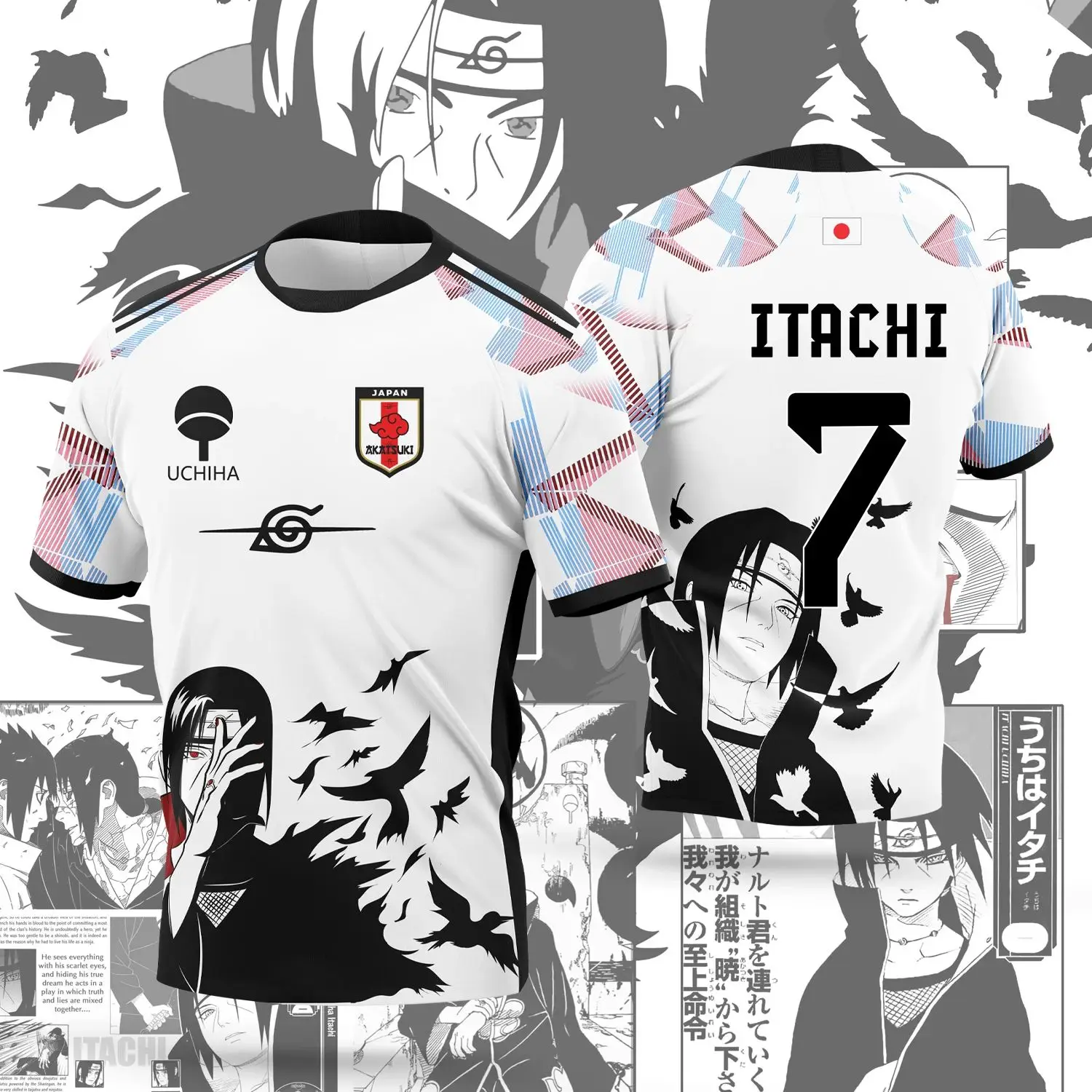 2026 New Anime Naruto Uchiha Itachi Jersey Manga Style Men's and Women's Summer Casual 3D Printed T-Shirt