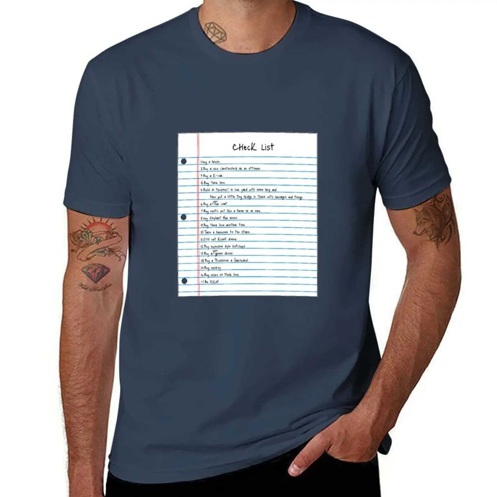 Million Dollar Check List T-Shirt Classic Basic Casual T-Shirt