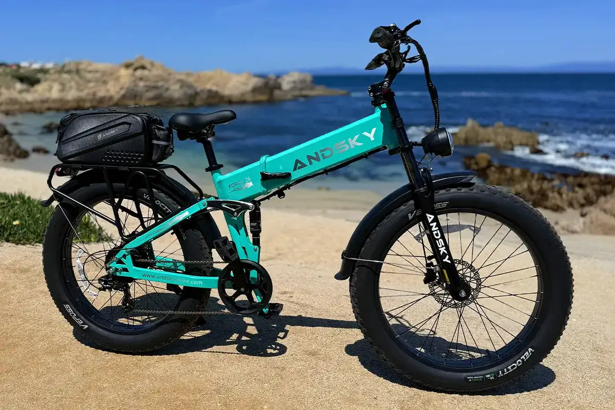 ANDSKY Forge 26 Full-Suspension Foldable Electric Bike 48V 20Ah 28MPH Top Speed 80Miles Long Range 100Nm Torque 26"x4.0" Fat Tire Electric Bicycle with LCD Display 1300W Motor Power E-bike City Commuter Mountain For Adult view 5