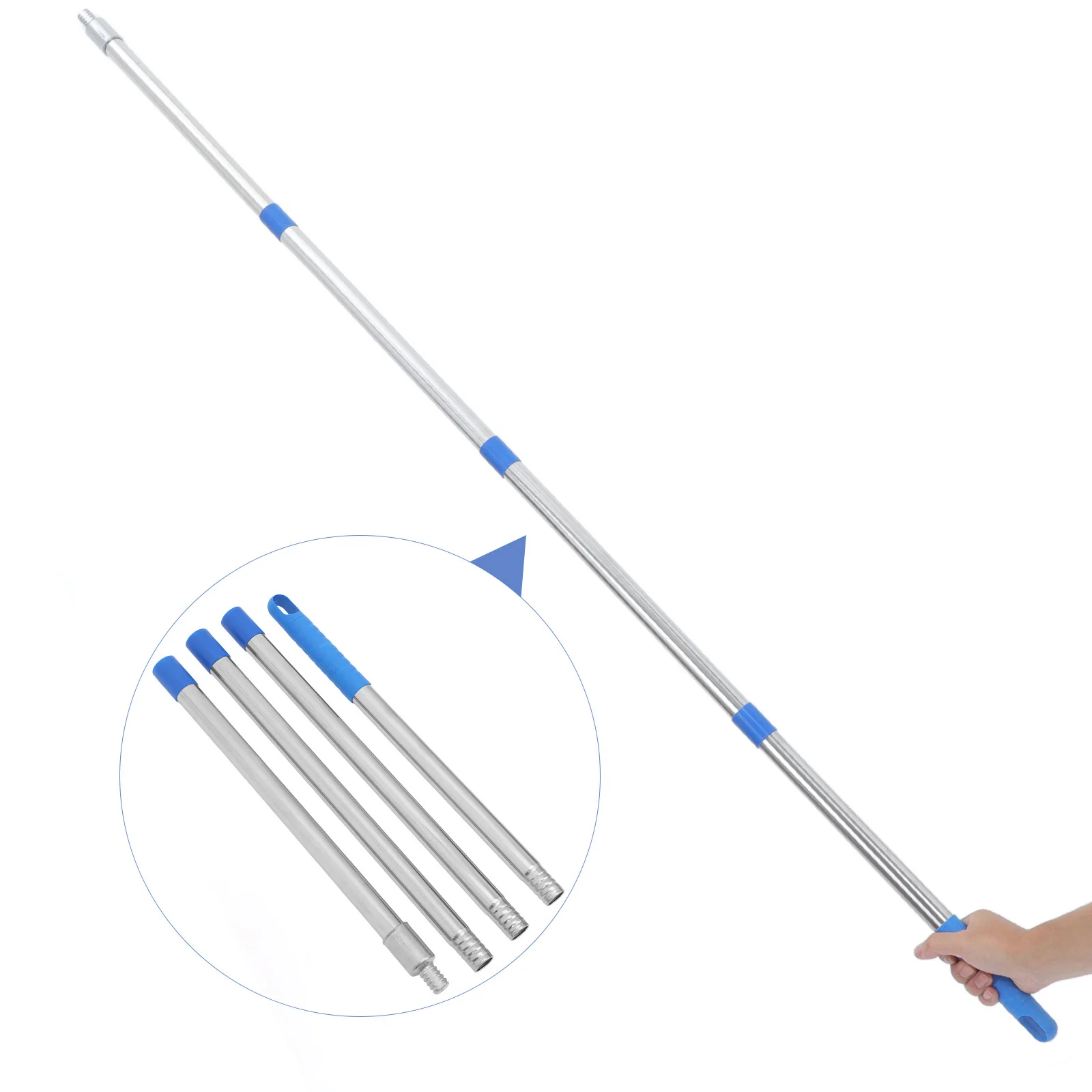1 مجموعة 1 مجموعة الثقيلة الفولاذ المقاوم للصدأ تلسكوبي ضوء لمبة مبدل قضيب ل عالية السقف العالمي تمديد القطب ممسحة مقبض #5