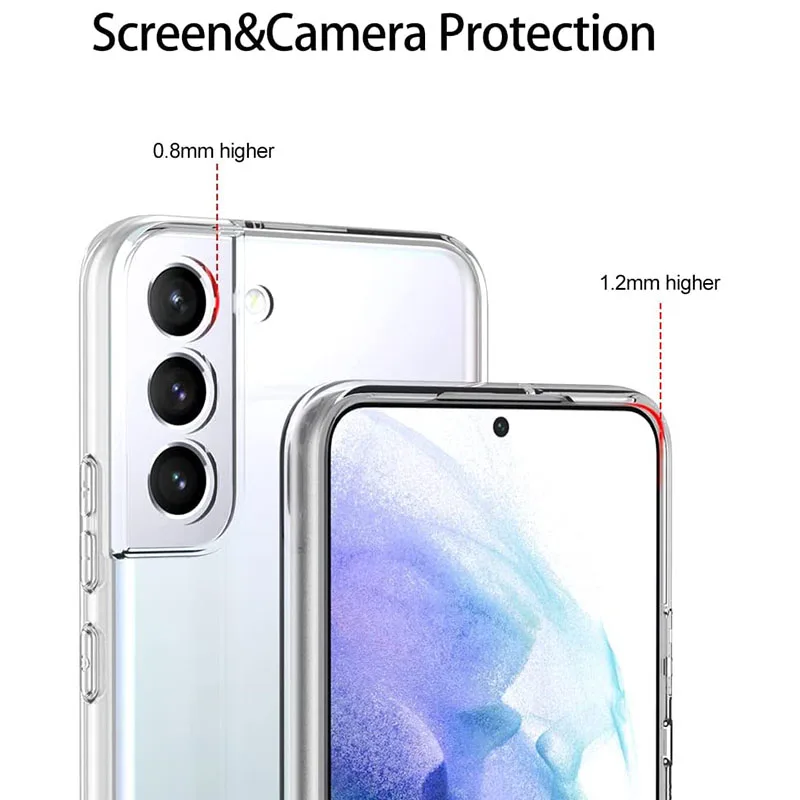 Full Camera Cover Silicone Soft Case For Samsung Galaxy S24 S23 S22 S21 FE Plus Ultra Clear Back Cover Transparent Thin TPU Capa image 2