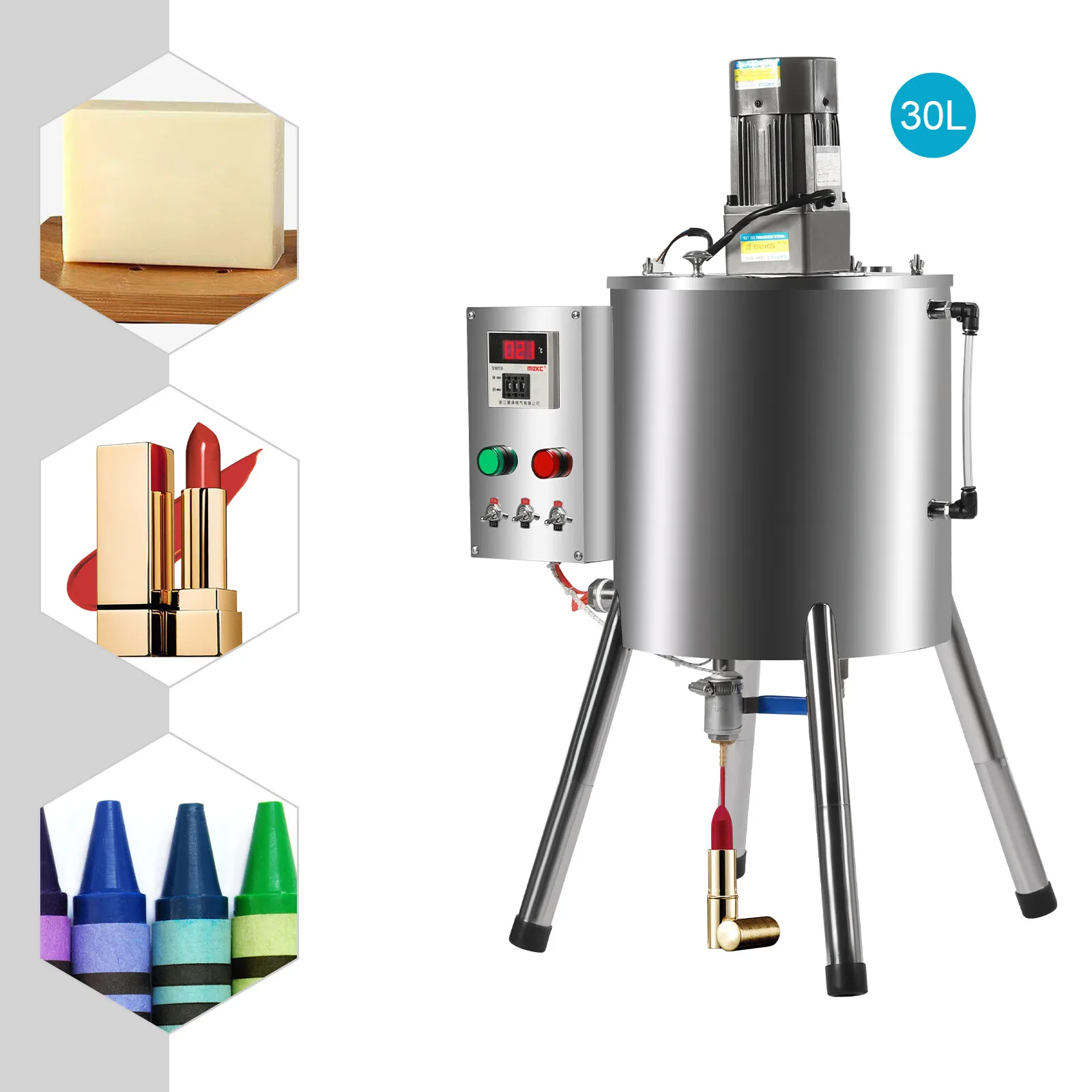 Stirring Tank Lipstick Paste Filler 30 Liter 8Gal Heating Mixing Filling Machine