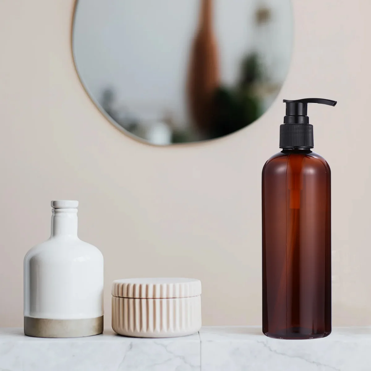 

3Pcs Pump Bottles Plastic Reusable Leakproof for Lotion Shampoo Shower Gel Travel Bathroom Dispenser Container