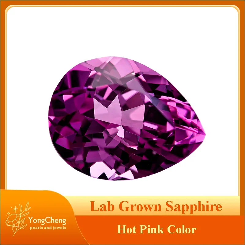 

Lab Grown Sapphire Pear Shaped Hot Pink Color VVS1 Gemstones for Charms DIY Jewelry Making Materials Selectable AGL Certificate