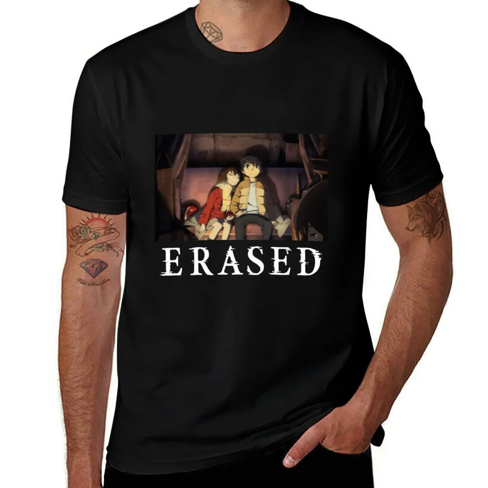 Erased Classic Anime Graphic Design T-Shirt Relaxed Casual Short Sleeve Tee T-Shirt