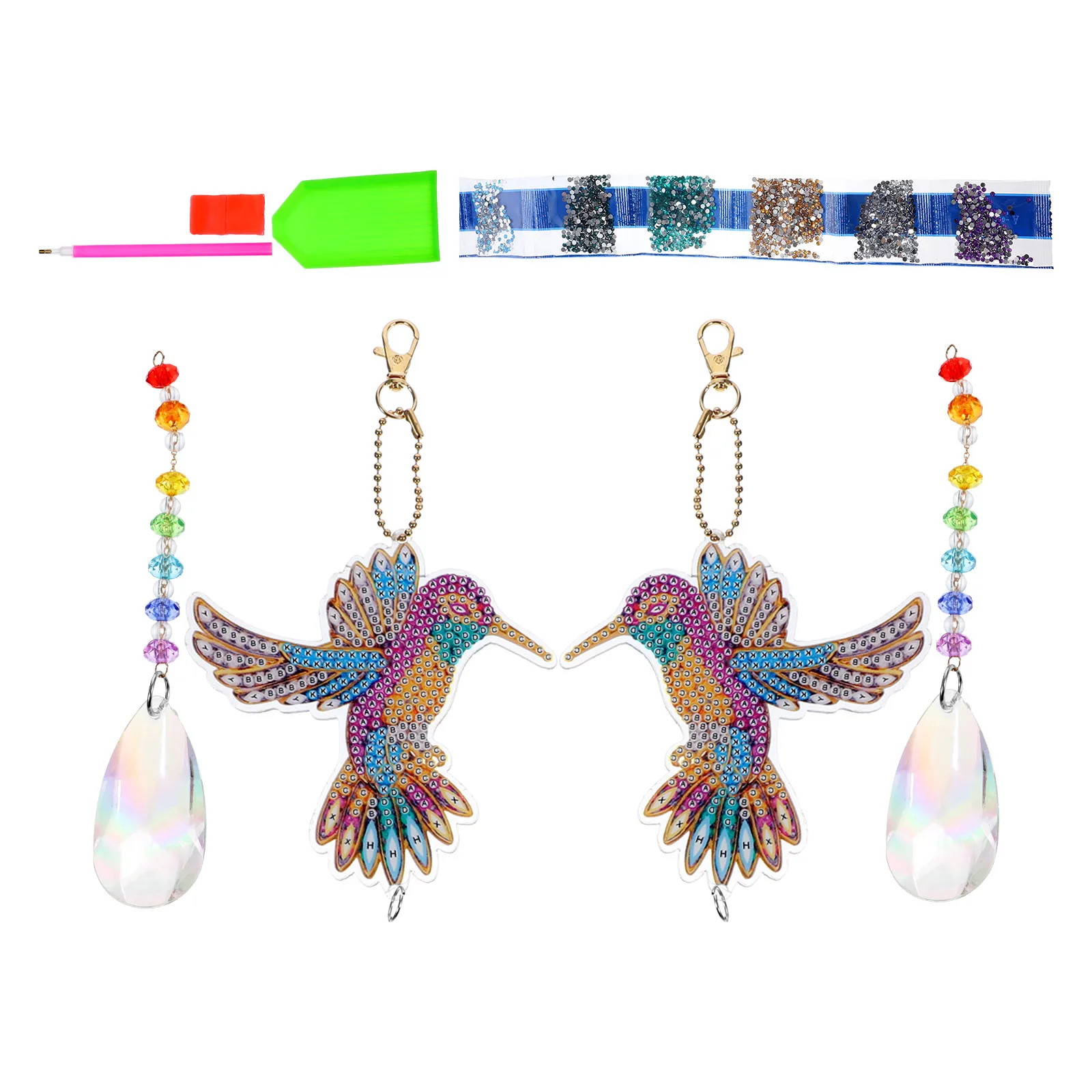 

2 Sets Crystal Pendant Decoration Hanging Gj003 Bird Wings Kits Car DIY Supplies Crafting Pendant Bird Home Decor