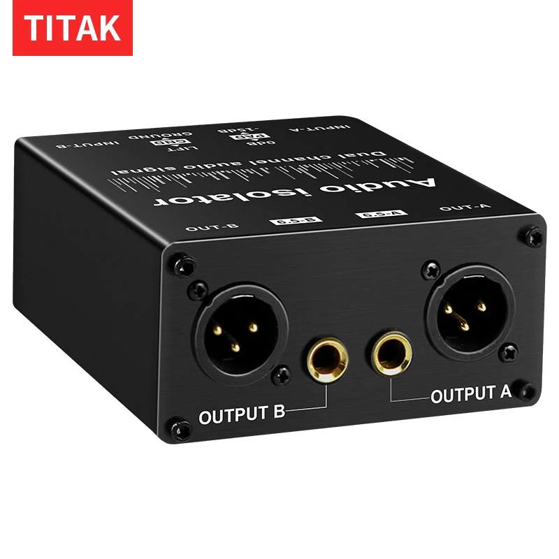 1Pcs Audio Isolator Audio Signal Isolator Eliminates Current Noise Dual-Channel 6.5 XLR Mixer Audio Isolator