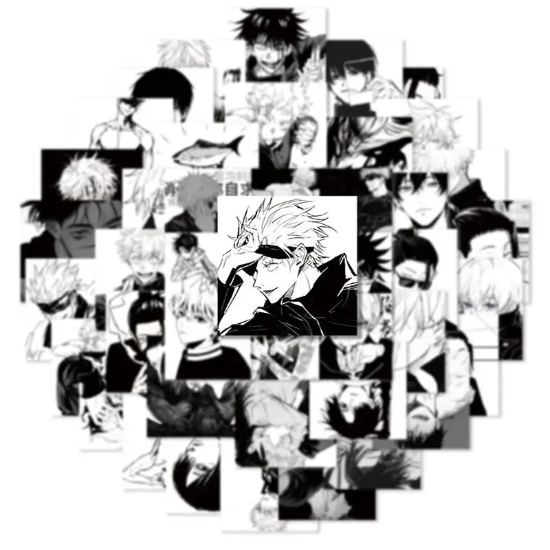 2024 New Satoru Gojo 50pcs Sticker Set Jujutsu Kaisen Itadori Yuji Anime Collection Black and white DIY waterproof sticker Gifts