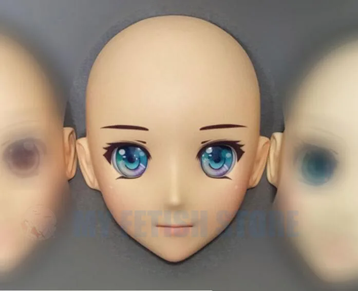 (Jiang23)Female Sweet Girl Resin Half Head Kigurumi Crossdress Cosplay Japanese Anime Role Lolita Doll Mask With Eyes And Wig