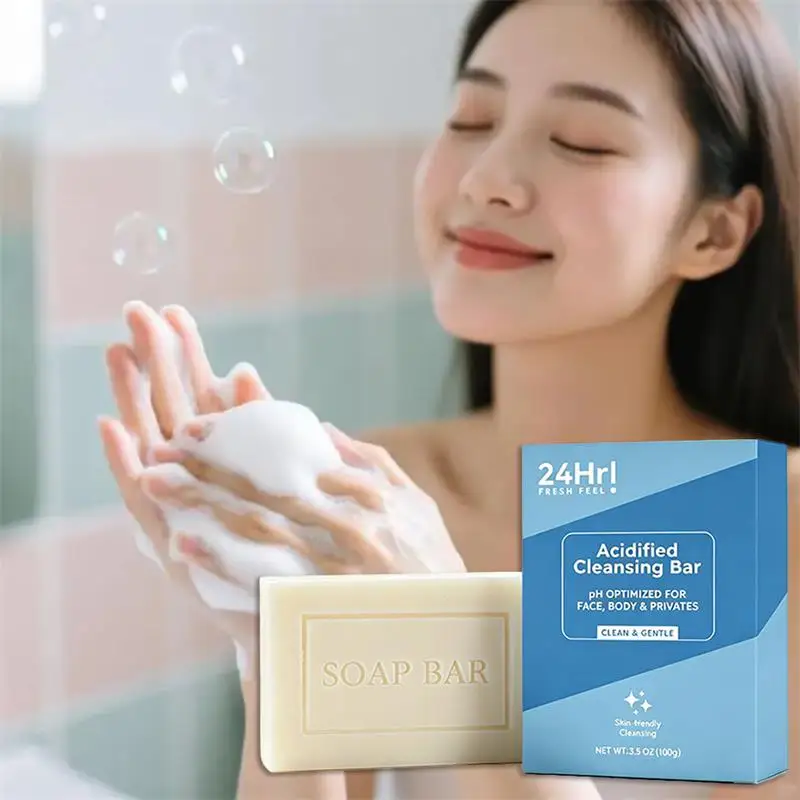 Acidic Cleansing Soap Bar Gentle Ph Balanced Body Facial Cleansing Bar Long Lasting Fresh Scent Bath Soap For Daily Skin Care