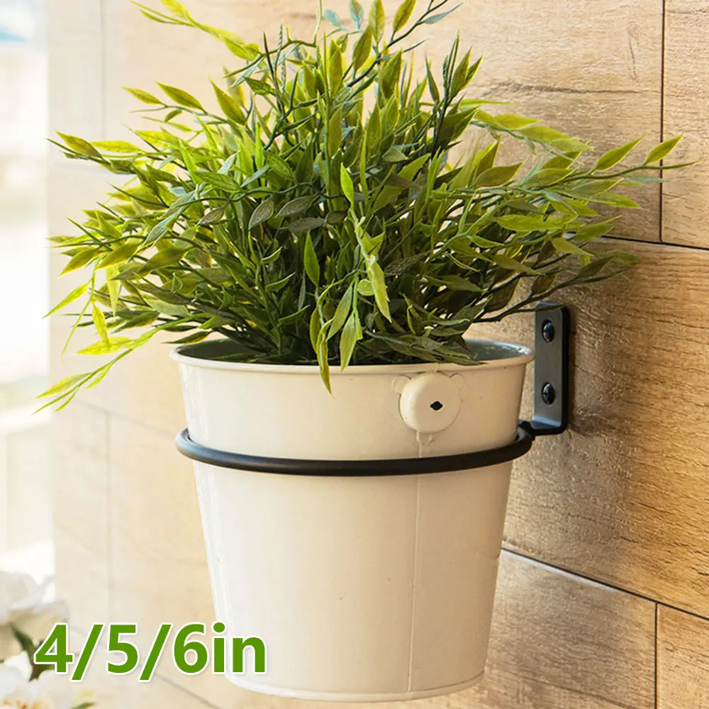 Flower Pot Trays Wall Mounted Pot Ring Holder Metal Planter Hooks Hangers Wall Bracket Plant  storage rack Garden