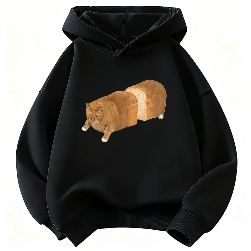 Hoodie mit Fettbrot-Katzen-Design Kinder-Sweatshirt Niedlicher Kapuzenpullover für Jungen und Mädchen Lässige Hoodies Frühling Y2k Hoodies
