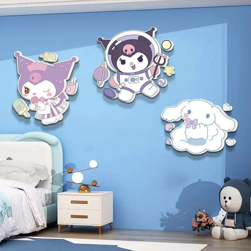 Anime Sanrio Kuromi 3D Wall Decoration Kt Board Cartoon Cinnamoroll Chevron Board Children\'s Room Door Accessories Birthday Gift