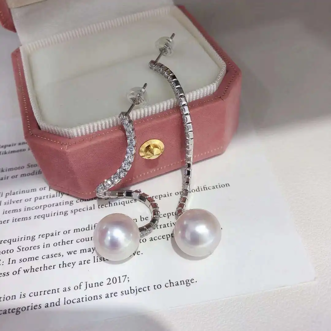 N Long Version Of Gypsophila Refined 925 Sterling Silver Earrings 8-9 Mm High Quality Freshwater Pearl Earrings