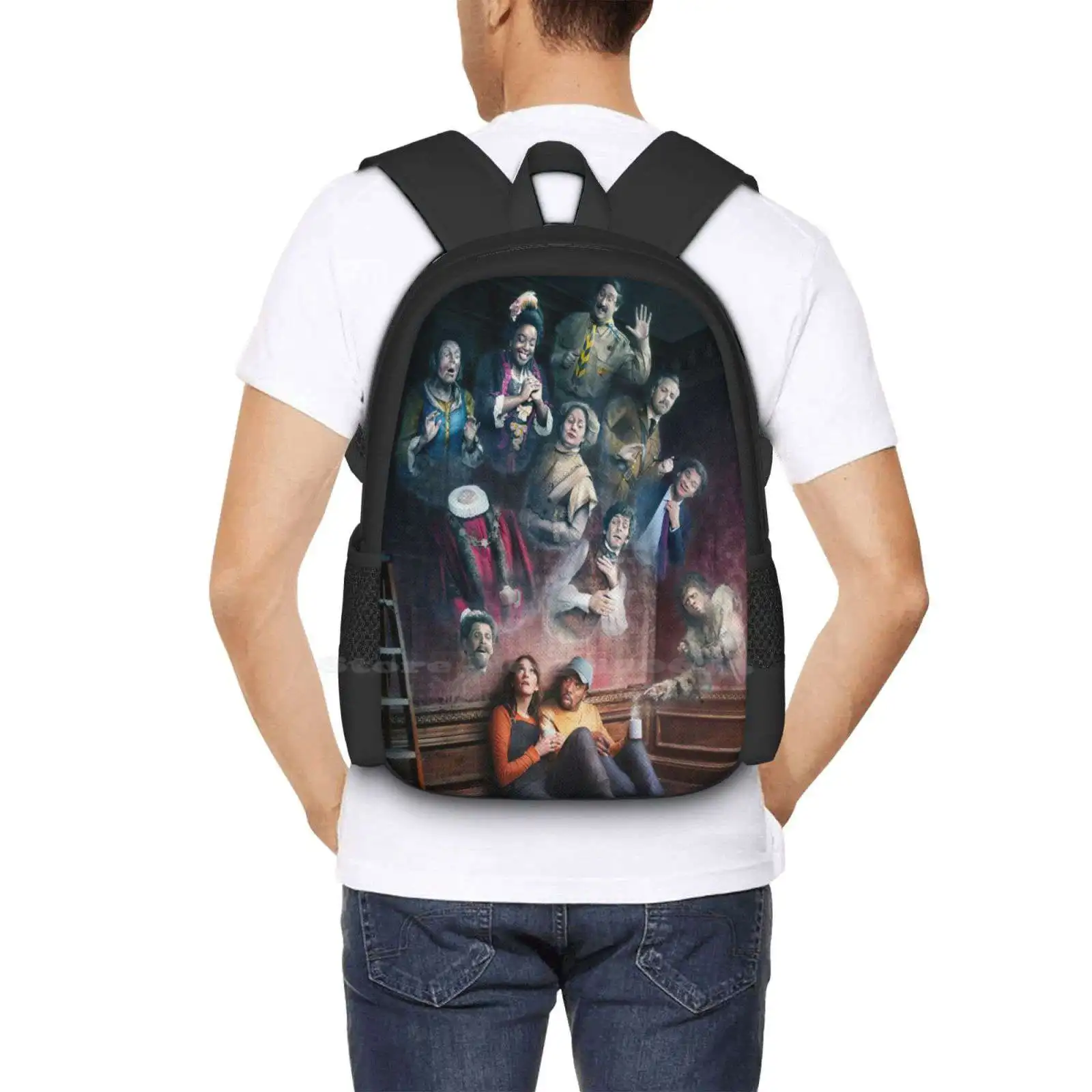 Póster de fantasmas con diseño de patrón de moda, mochila escolar para portátil de viaje, bolsas de fantasmas, horribles historias, Charlotte, Ritchie, riñonera