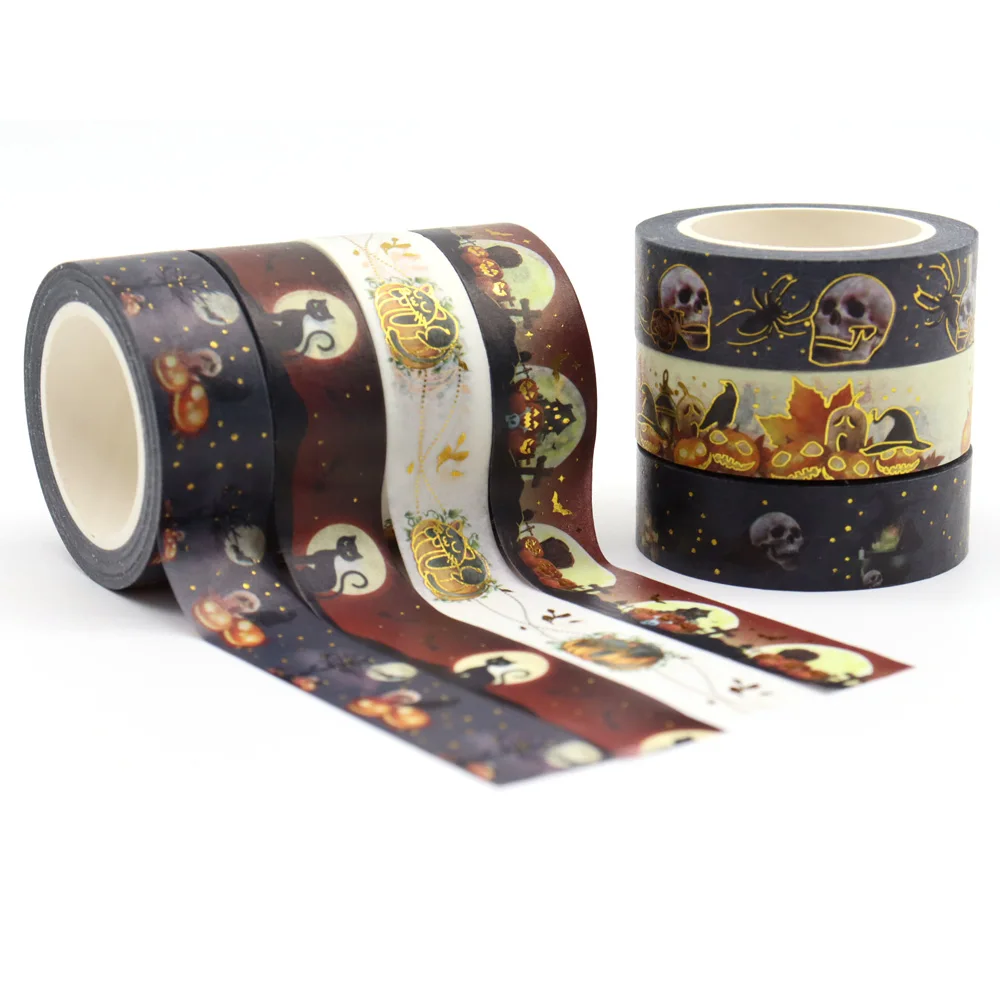 2022 NEUE 1PC 15mm * 10m Halloween Kürbis Vögel Katzen Spinne Hüte Dekorative Washi Band Scrapbooking Masking band Büro Liefern