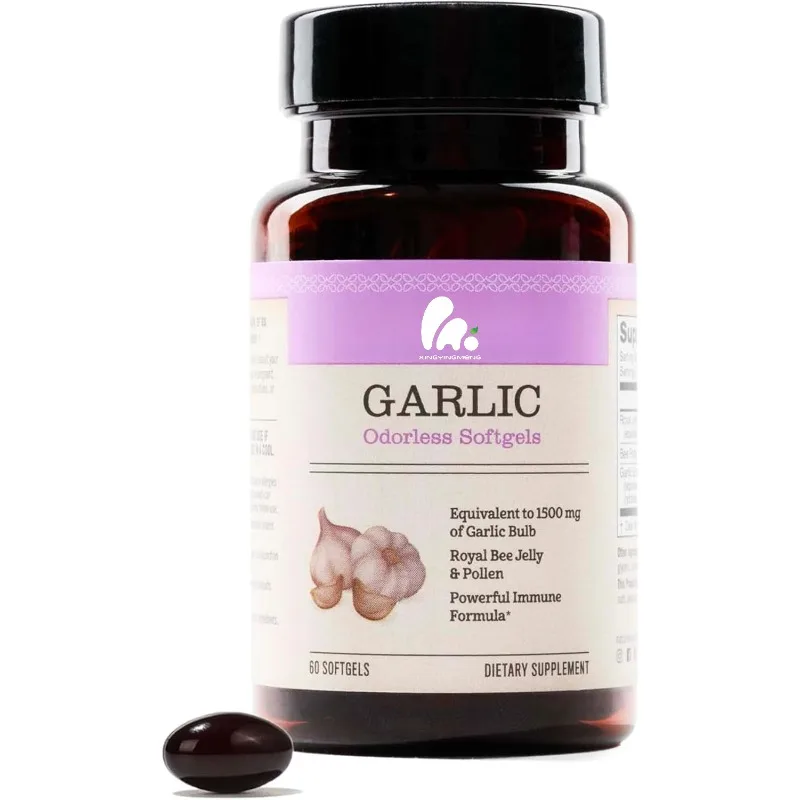 

Odorless Garlic Soft Capsules 1500mg containing royal jelly and pollen - overall health+immune system+antioxidant support