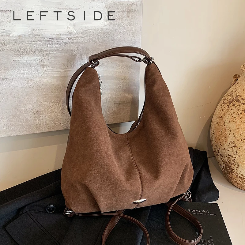 

LEFTSIDE 2025 New Design Women's PU Leather Crossbody Bag New Handbags and Purses Solid Color Retro Underarm Shoulder Bags