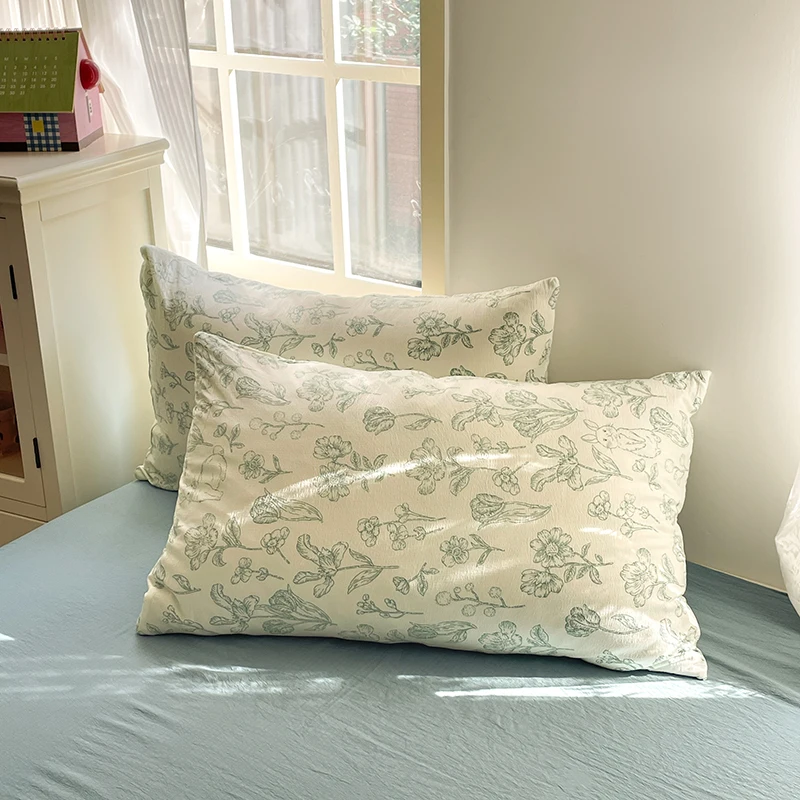 Washed Cotton Double-Layer Yarn Four Piece Set Bed Sheet Duvet Cover Three Piece Set Cotton Single Duvet Cover