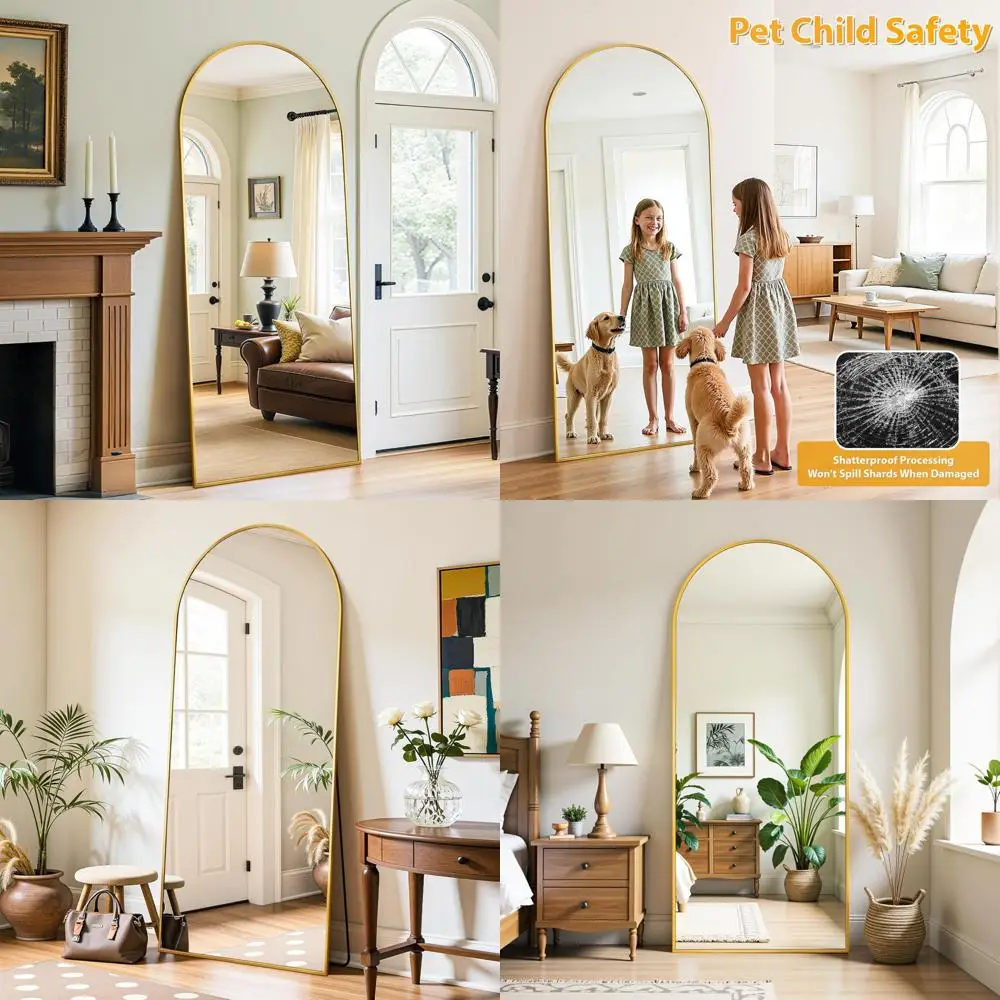 Espelho de chão grande, espelho de corpo autônomo de comprimento total 65 x 22 com opção de suspensão