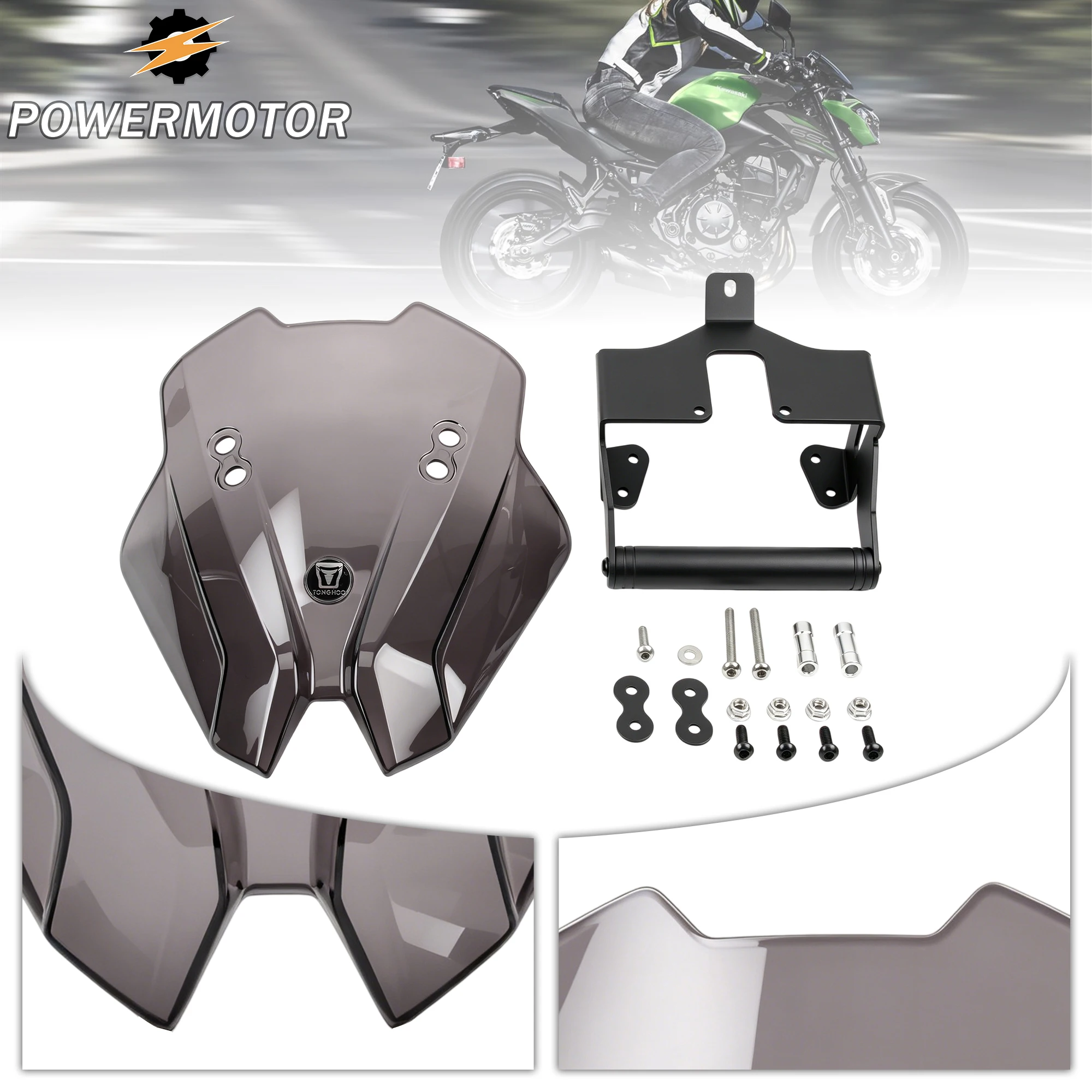 

Motorcycle Advanced Wind Deflectors Windshield Windscreen For Kawasaki Z650 Z 650 2017 2018 2019 Wind Shield Spoiler Bracket
