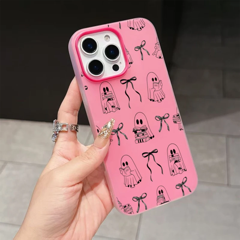 Shockproof Phone Case For Xiaomi 15T Pro 17 Pro Max 11 Lite 5G 2 in 1 14T Pro MiHalloween Book Ghost Bow Matte Macaron Cover