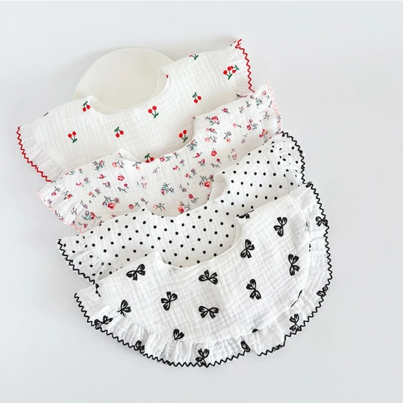 New Baby Feeding Drool Bib Lace Floral Infantes Saliva Toalha Soft Cotton Burp Cloth para recém-nascido Toddler Kids Bibs Estilo coreano