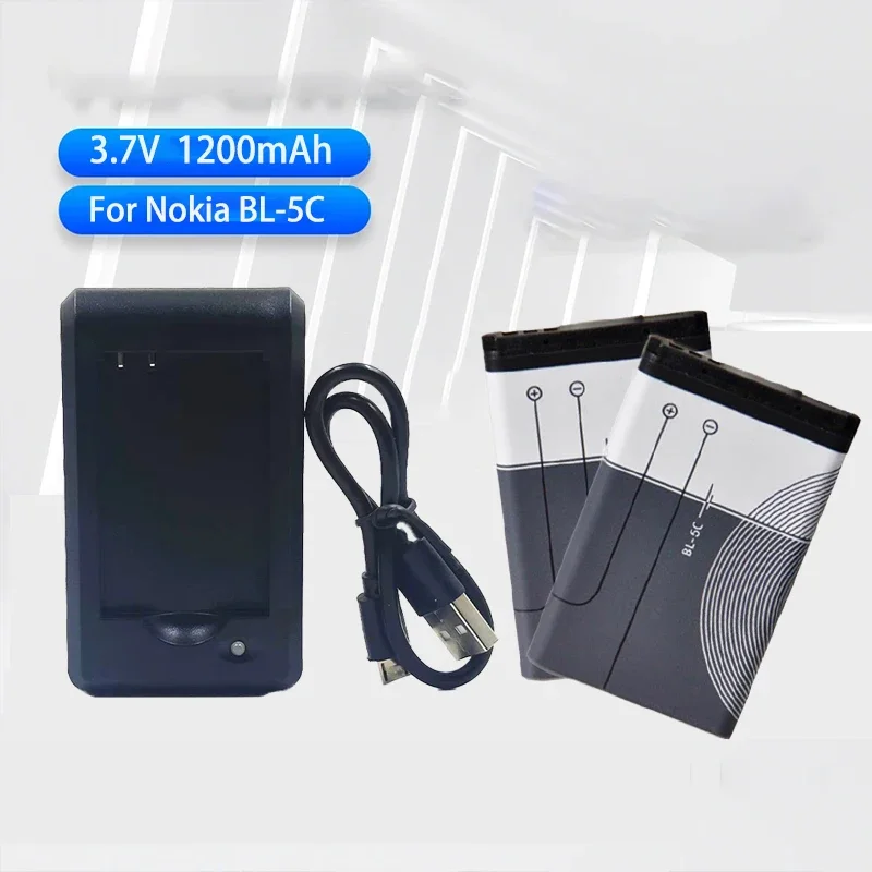 Lithium Polymer Phone Battery 3.7V BL-5C 1200mAh For Radio Nokia 1100 1110 1200 1208 1280 2600 2700 3100 3110 5130 6230 1600