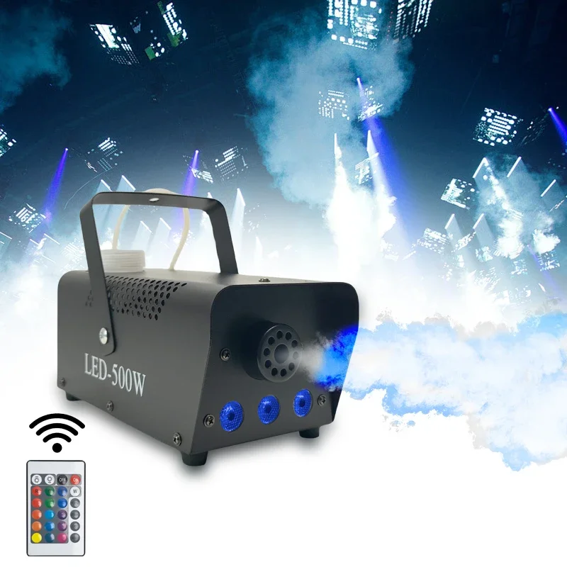 

portable stage effect Mini fog smoke machine with remote line control 500w led rgb smoke fog machine For stager Party Disco Bar