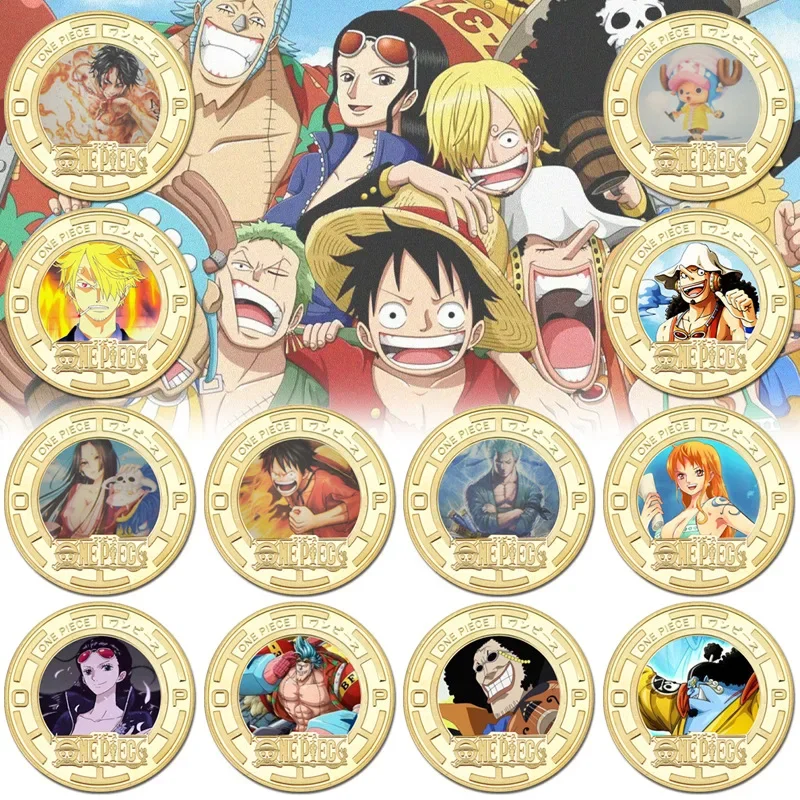 One Piece Gold Plated Gold Coin Game Luffy Zoro Chopper Portgas·D· Ace Commemorative Coins Child Classic Collection Toy Souvenir