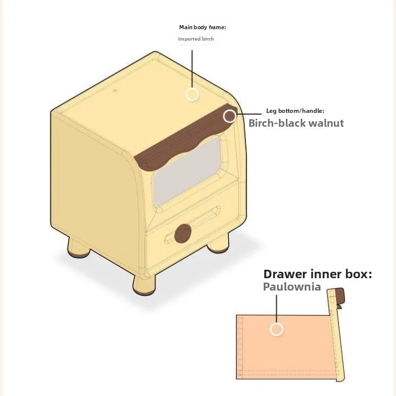 Solid wood bedside table, bedroom baby bedside table, small very narrow crevice locker