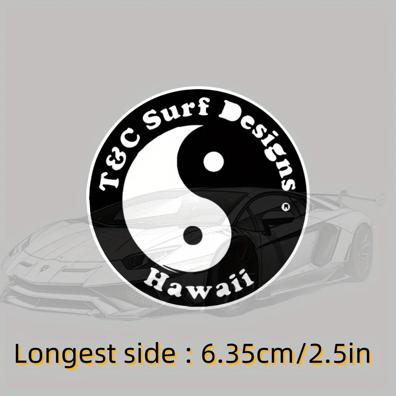 2pcs Hawaii Surf Yin Yang Vinyl Sticker, Waterproof Decal For Laptop Wall Window Decor, Holiday Gift