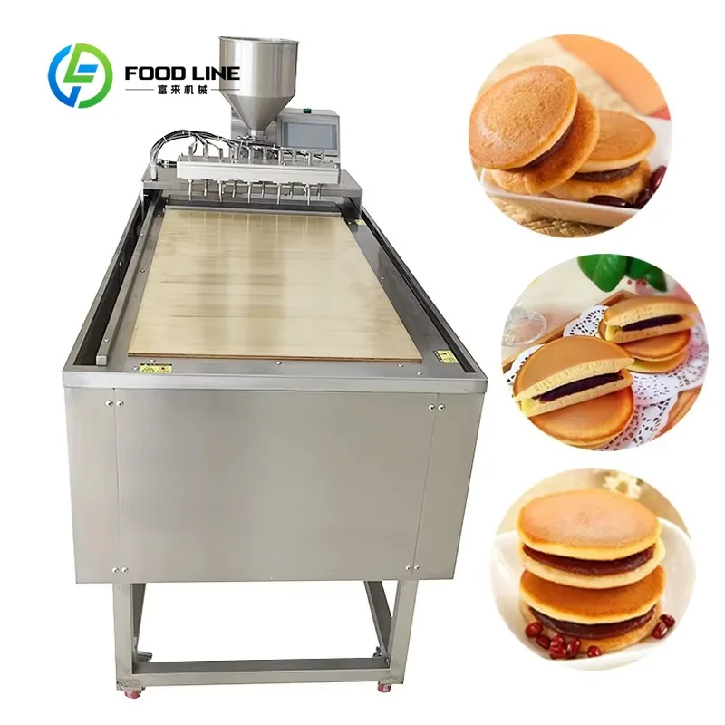 Custom Continuous Dorayaki Production Line Stuffed Round Hotcake Batter Dispenser Large Capacity For Medium Scale Snack Factory