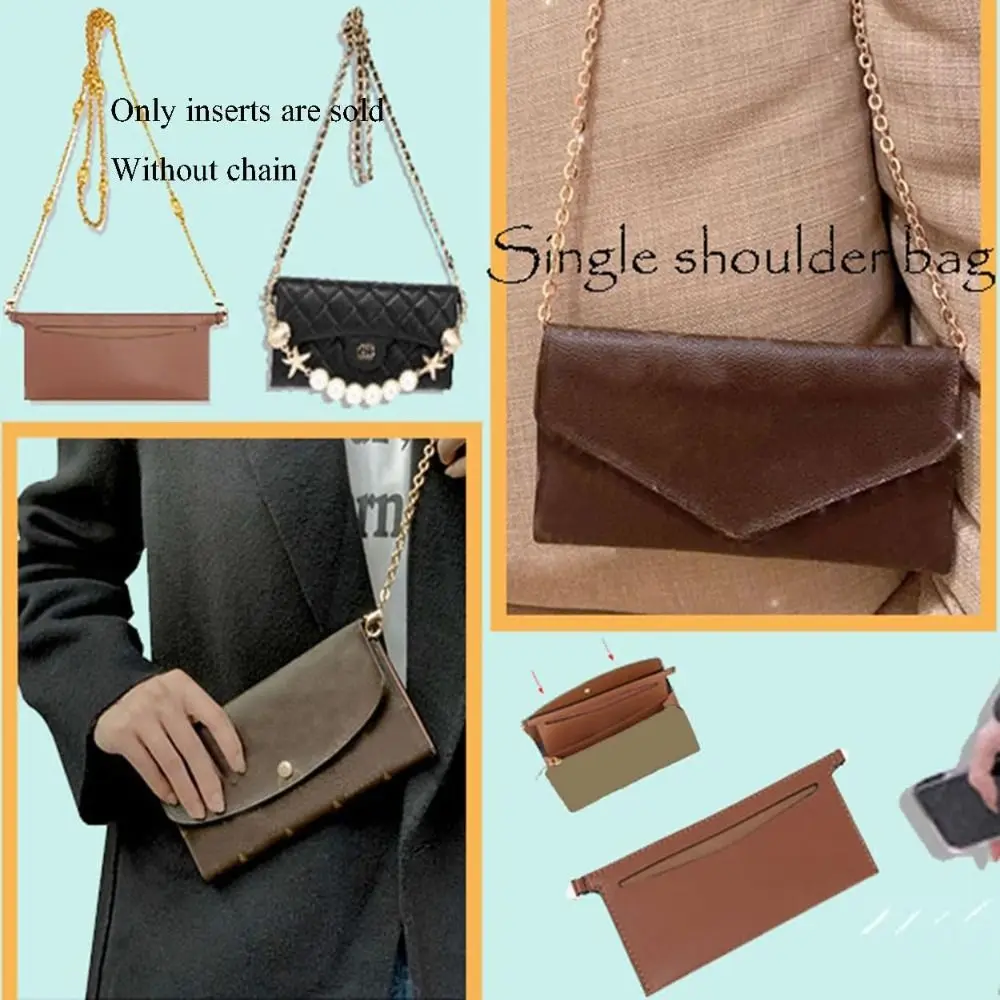 Soft Wallet Insert for Chain Strap New with D Rings PU Purse Insert Purse Insert Organizer Women