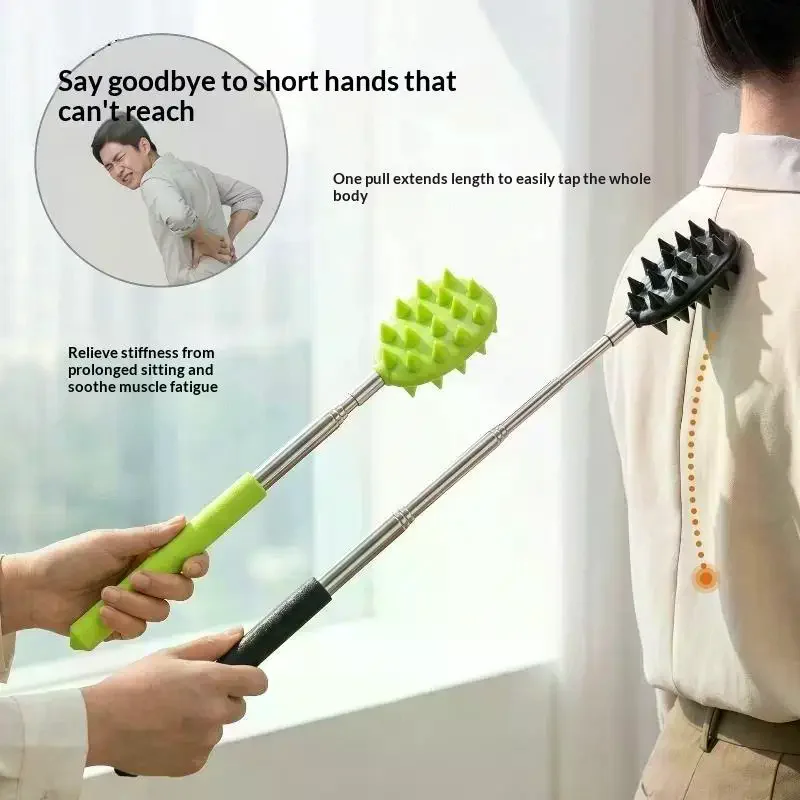 Telescopic Back Massage Stick Soft Silicone Spikes Extendable Handle For Muscle Soreness Relief Home Office