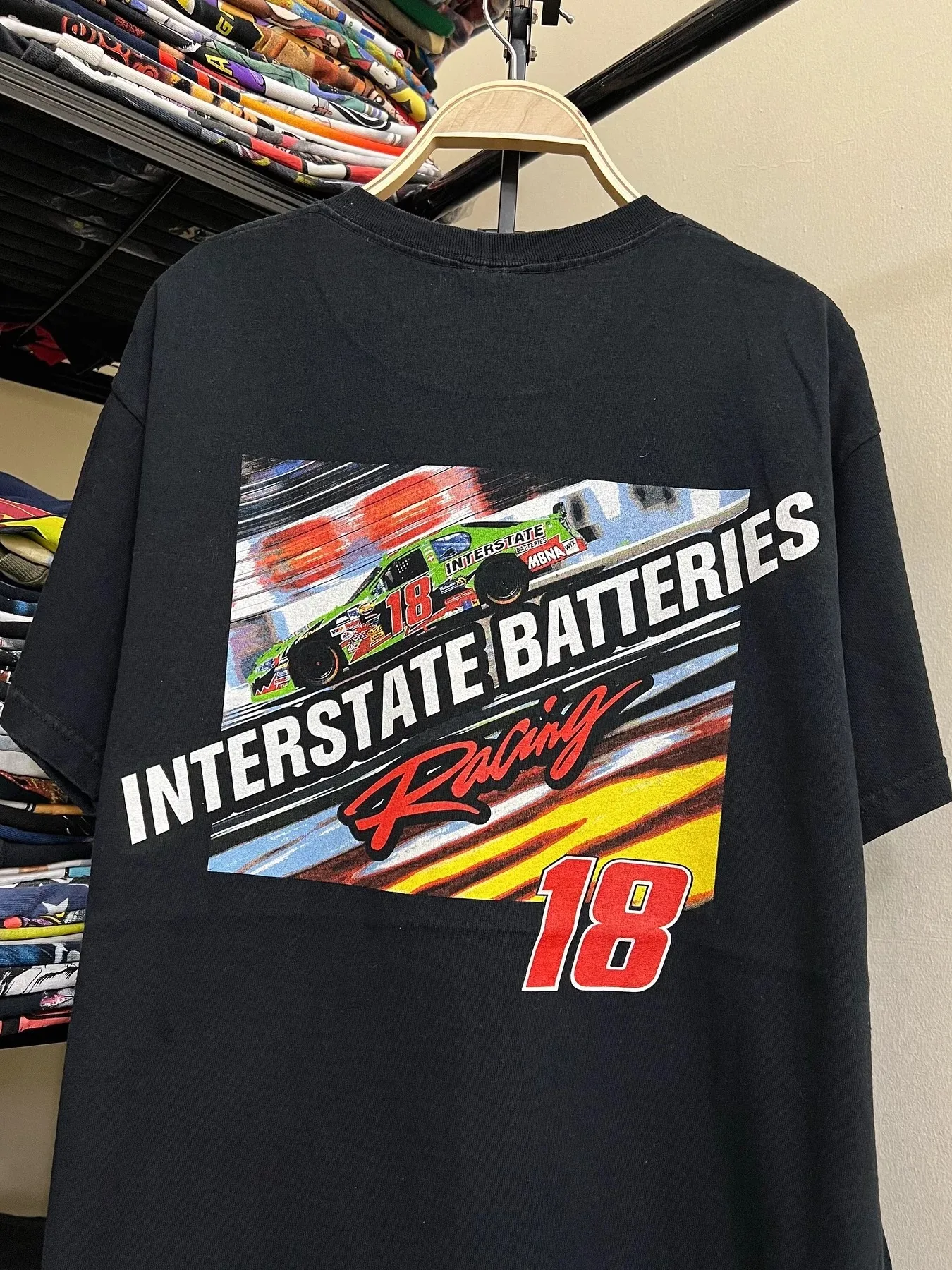 Vintage 90s Interstate Batteries Racing NASCAR Joe Gibbs 18 Graphic T-Shirt Cotton Men Women Streetwear Tee