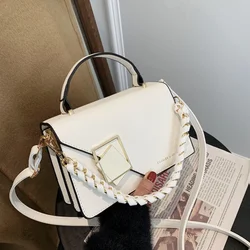 New Fashion Square Shoulder Bags for Women 2024 Solid Color Leather Crossbody Bag Simplicity Chains Handbags Purses Designer Ssc