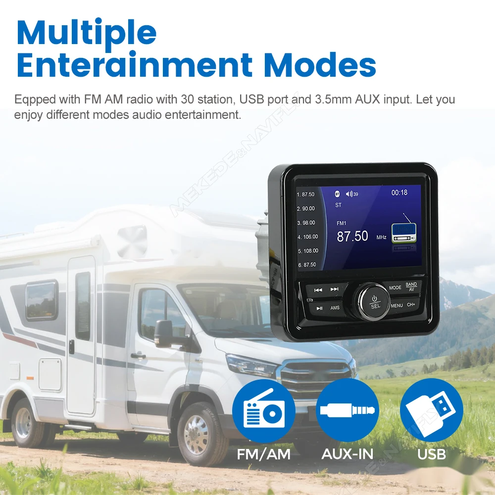 Navifly قارب راديو نظام لراديو RV مشغل MP5 DSP مقاوم للماء لقوارب الجهد 12 فولت جت سكي ATV UTV جنبًا إلى جنب عربات الغولف