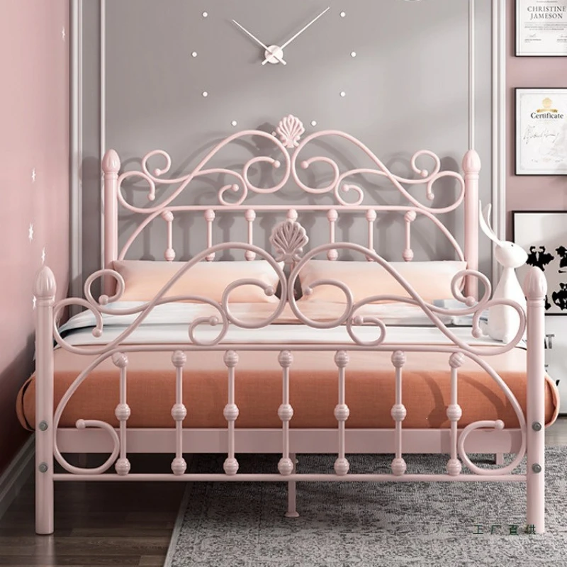 Wrought iron bed European minimalist modern princess bed ins Internet celebrity girl single double 1.5 1.8 meters apartment