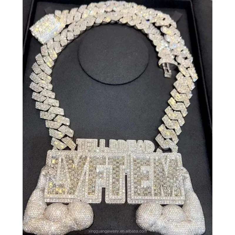 

LYEE CYEE Iced Out "LYFE" Pendant Necklace. Moissanite with Fist Detail, Heavy Hip Hop Chain. Customizable Name Bling for Men.