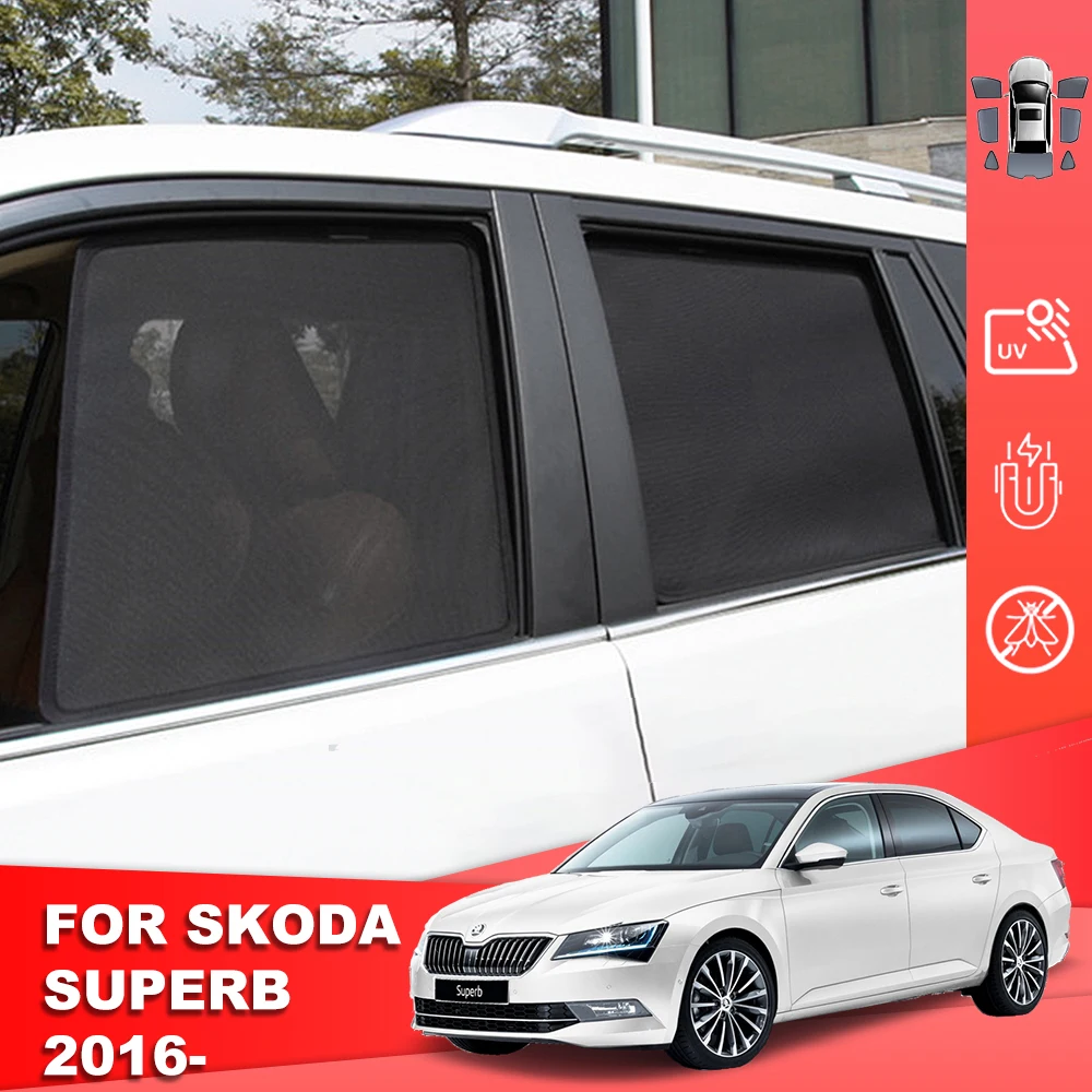 

For Skoda Superb B8 Sedan 2015-2023 Magnetic Car Sunshade Shield Front Windshield Curtain Rear Side Baby Window Sun Shade Visor