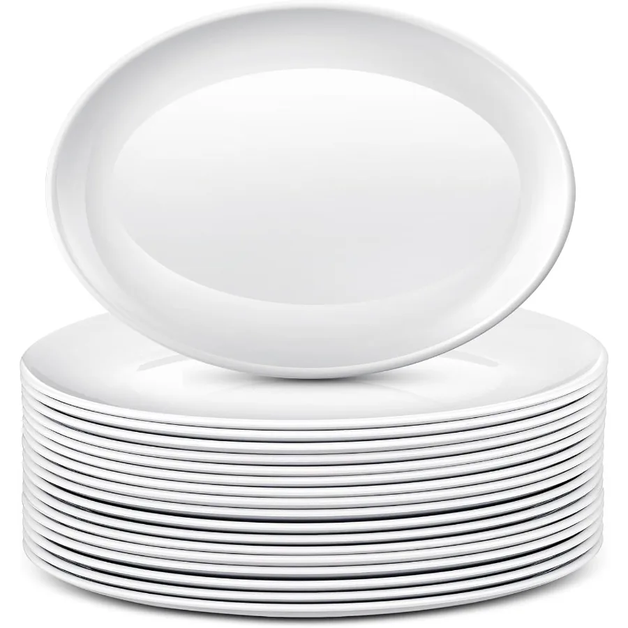 

24 шт. большие сервировочные тарелки, овальные подносы, белые тарелки, сервировочное блюдо для свадебной вечеринки, ресторана, дома, стейка, тако, суши, закуска