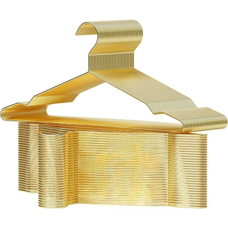 

Adult Metal Wire Clothes Hangers Bulk 10pcs with Notches for Standard Size Coats Shirts Suits Pants Heavy Duty Space-Saving Gold